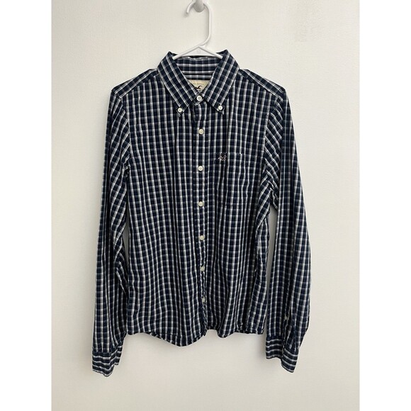 Hollister men’s shirt button down large long sleeve plaid Collared Cotton - Picture 1 of 10